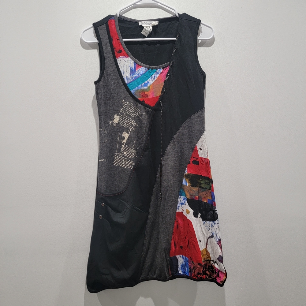 Dzhavael Colorful Patchwork Sleeveless Dress Size Small